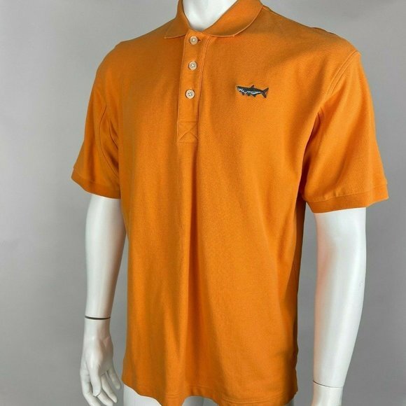 Orvis Signature Polo Shirt Short Sleeve Heavy Cotton Stretch Collared Top Mens L - Picture 2 of 8